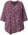 Ulla Popken Ribbon Print 3/4 Sleeve Asymmetric Tee Plum - Trykket T-skjorter for dame - 