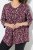 Ulla Popken Ribbon Print 3/4 Sleeve Asymmetric Tee Plum - Trykket T-skjorter for dame - T-skjorter med trykk for dame
