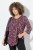 Ulla Popken Ribbon Print 3/4 Sleeve Asymmetric Tee Plum - Trykket T-skjorter for dame - T-skjorter med trykk for dame