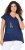 Ulla Popken Half-Sleeve A-line V-Neck Boat Pattern T-Shirt Ink Blue - Trykket T-skjorter for dame - 