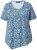 Ulla Popken Floral Pointed Hem Short Sleeve Tee Deep Aqua - Trykket T-skjorter for dame - 