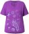 Ulla Popken Marine Print Short Sleeve Tee Purple - Trykket T-skjorter for dame - 