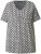 Ulla Popken Cactus Print Short Sleeve V-Neck Tee Graphite Grey - Trykket T-skjorter for dame - 