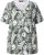 Ulla Popken Feather Print Short Sleeve V-Neck Tee Olive Grey - Trykket T-skjorter for dame - 