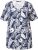 Ulla Popken Feather Print Short Sleeve V-Neck Tee Ink Blue - Trykket T-skjorter for dame - 