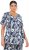 Ulla Popken Feather Print Short Sleeve V-Neck Tee Ink Blue - Trykket T-skjorter for dame - 