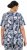 Ulla Popken Feather Print Short Sleeve V-Neck Tee Ink Blue - Trykket T-skjorter for dame - 