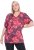 Ulla Popken Quick Drying Flower Print Short Sleeve Tee Dark Cherry - Trykket T-skjorter for dame - 