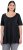 Ulla Popken Essential Front Pleat Tee Black - T-skjorter - 
