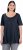 Ulla Popken Essential Front Pleat Tee Navy Blue - T-skjorter - 