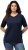 Ulla Popken Piping Accent Functional UVP 50+ Stretch Knit Top Navy Blue - T-skjorter - 