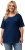 Ulla Popken Cold Dye Ruffle Edge Pocket Tee Dark Blue - T-skjorter - 