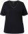 Ulla Popken Satin Trimmed Ribbed Jersey Short Sleeve T-Shirt Black - T-skjorter - 