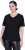 Ulla Popken Satin Trimmed Ribbed Jersey Short Sleeve T-Shirt Black - T-skjorter - 