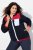 Ulla Popken Color Block Teddy Fleece Jacket Navy - Hettegensere og collegegensere - Myke gensere, hettegensere og strikk