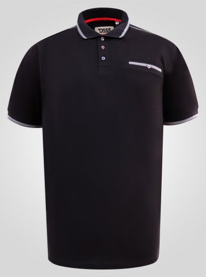 D555 Potts Jersey Polo With Jacquard Collar & Cuffs Svart - Polo- & piqueskjorter - Poloskjorte i store størrelser - 2XL-8XL