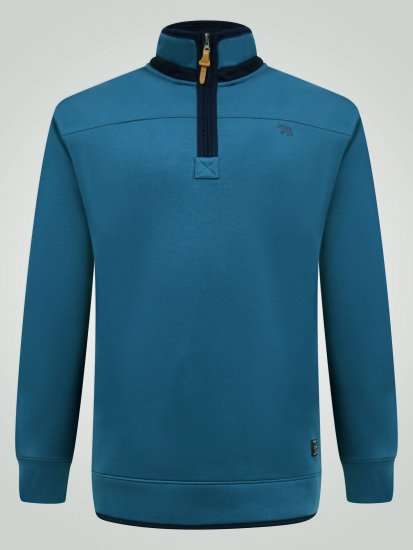 D555 Conway 1 1/4 Zip Neck Fleece Sweatshirt With Bear Logo Teal - Gensere og hettegensere - Store hettegensere - 2XL-14XL