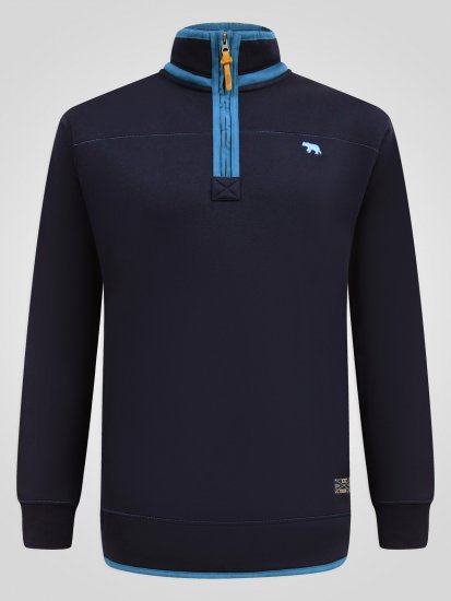 D555 Conway 2 1/4 Zip Neck Fleece Sweatshirt With Bear Logo Mørkeblå - Gensere og hettegensere - Store hettegensere - 2XL-14XL