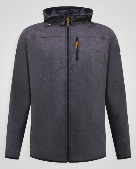 D555 Conrad Detachable Hood Bonded Fleece Zip Through Hoody TALL Mørkeblå - TALL gensere - TALL gensere for høye menn