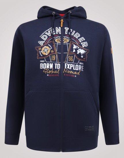 D555 Hector Adventurer Printed Zip Through Hoody Mørkeblå - Gensere og hettegensere - Store hettegensere - 2XL-14XL