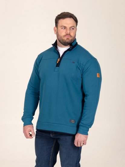 D555 Conway 1 1/4 Zip Neck Fleece Sweatshirt With Bear Logo Teal - Gensere og hettegensere - Store hettegensere - 2XL-14XL