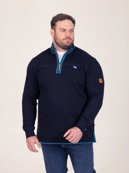 D555 Conway 2 1/4 Zip Neck Fleece Sweatshirt With Bear Logo Mørkeblå - Gensere og hettegensere - Store hettegensere - 2XL-14XL