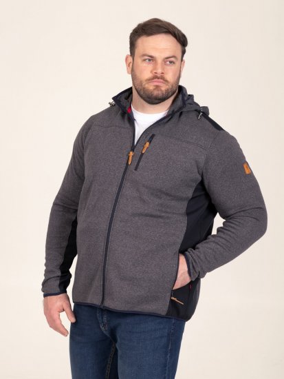 D555 Conrad Detachable Hood Bonded Fleece Zip Through Hoody TALL Mørkeblå - TALL gensere - TALL gensere for høye menn