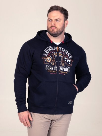 D555 Hector Adventurer Printed Zip Through Hoody Mørkeblå - Gensere og hettegensere - Store hettegensere - 2XL-14XL