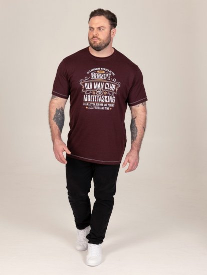 D555 Baldwin Grumpy Old Man Club Print Crew Neck T-shirt Burgundy/ Black Twist - T-skjorter - Store T-skjorter - 2XL-14XL