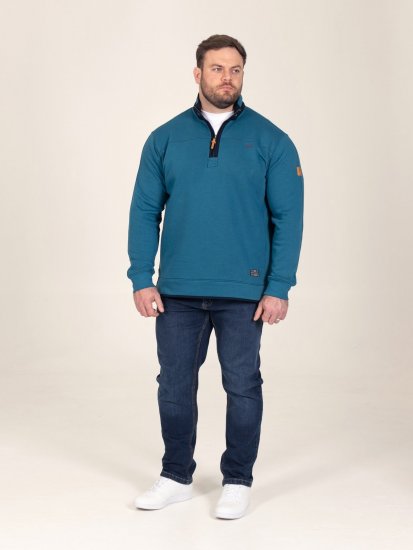 D555 Conway 1 1/4 Zip Neck Fleece Sweatshirt With Bear Logo Teal - Gensere og hettegensere - Store hettegensere - 2XL-14XL
