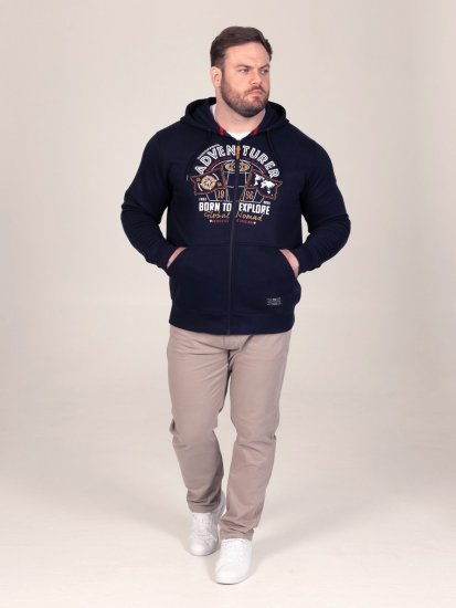 D555 Hector Adventurer Printed Zip Through Hoody Mørkeblå - Gensere og hettegensere - Store hettegensere - 2XL-14XL