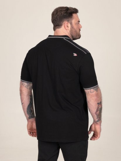 D555 Potts Jersey Polo With Jacquard Collar & Cuffs Svart - Polo- & piqueskjorter - Poloskjorte i store størrelser - 2XL-8XL