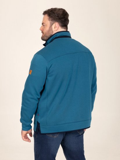 D555 Conway 1 1/4 Zip Neck Fleece Sweatshirt With Bear Logo Teal - Gensere og hettegensere - Store hettegensere - 2XL-14XL