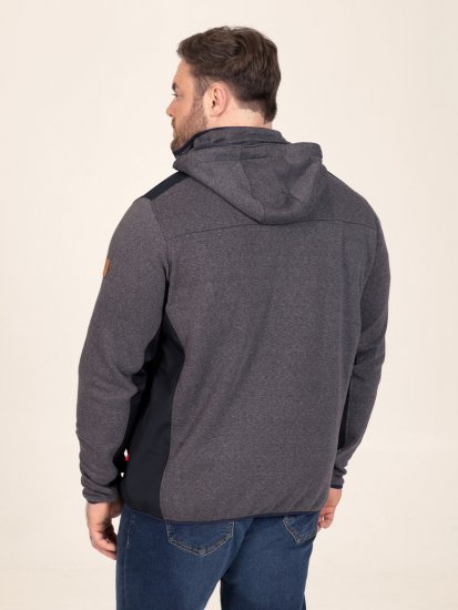 D555 Conrad Detachable Hood Bonded Fleece Zip Through Hoody TALL Mørkeblå - TALL gensere - TALL gensere for høye menn
