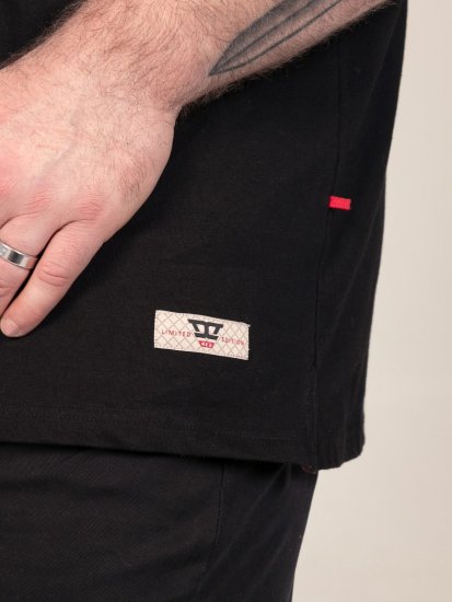 D555 Potts Jersey Polo With Jacquard Collar & Cuffs Svart - Polo- & piqueskjorter - Poloskjorte i store størrelser - 2XL-8XL