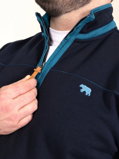 D555 Conway 2 1/4 Zip Neck Fleece Sweatshirt With Bear Logo Mørkeblå - Gensere og hettegensere - Store hettegensere - 2XL-14XL