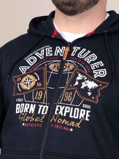 D555 Hector Adventurer Printed Zip Through Hoody Mørkeblå - Gensere og hettegensere - Store hettegensere - 2XL-14XL