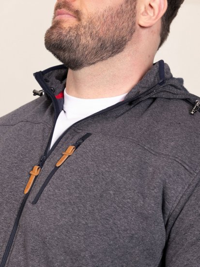 D555 Conrad Detachable Hood Bonded Fleece Zip Through Hoody TALL Mørkeblå - TALL gensere - TALL gensere for høye menn