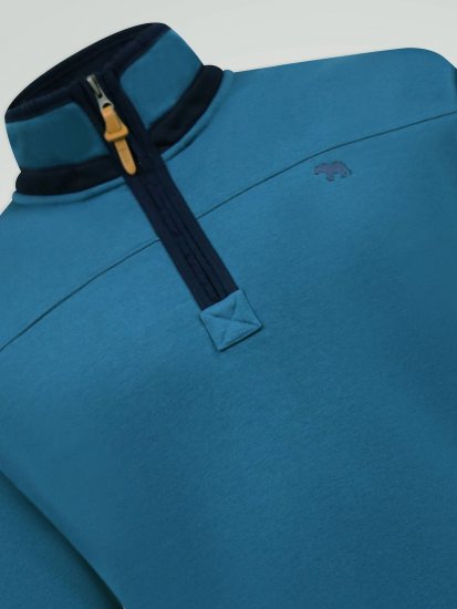 D555 Conway 1 1/4 Zip Neck Fleece Sweatshirt With Bear Logo Teal - Gensere og hettegensere - Store hettegensere - 2XL-14XL