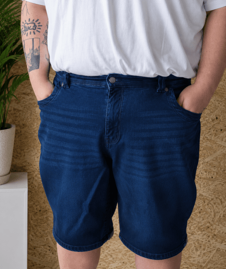 Kam Jeans Pepe Knitted Denim Shorts Random Mid Wash Blue - Shorts - Store shorts - W40-W60
