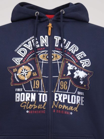 D555 Hector Adventurer Printed Zip Through Hoody Mørkeblå - Gensere og hettegensere - Store hettegensere - 2XL-14XL