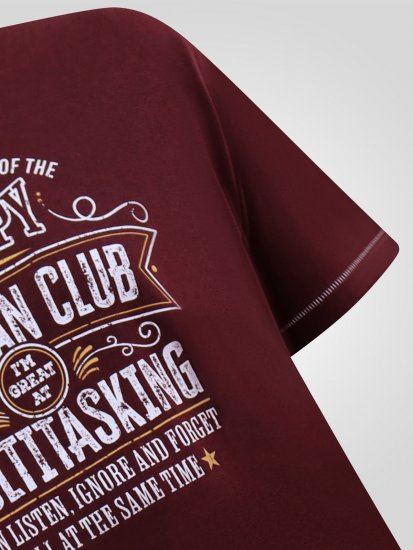 D555 Baldwin Grumpy Old Man Club Print Crew Neck T-shirt Burgundy/ Black Twist - T-skjorter - Store T-skjorter - 2XL-14XL