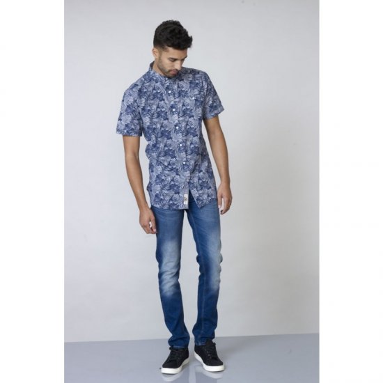 D555 Sheldon Hawaii Shirt Navy - Skjorter - Store skjorter - 2XL-8XL