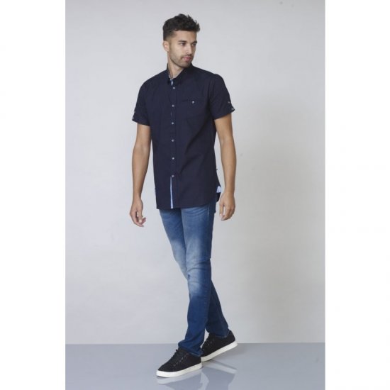 D555 Tim Short Sleeve Shirt Navy - Skjorter - Store skjorter - 2XL-8XL