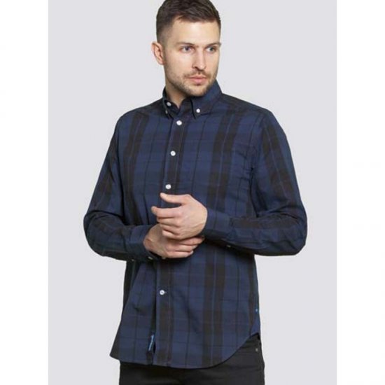 D555 Davenport Long Sleeve Shirt Navy - Skjorter - Store skjorter - 2XL-8XL