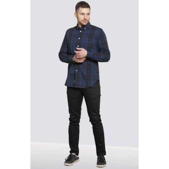 D555 Davenport Long Sleeve Shirt Navy - Skjorter - Store skjorter - 2XL-8XL