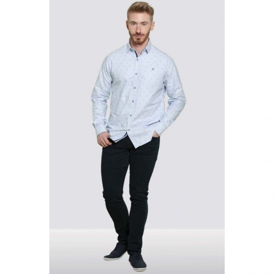 D555 Addington Printed Oxford Shirt Blue - Skjorter - Store skjorter - 2XL-8XL