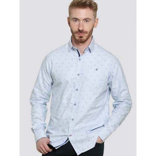 D555 Addington Printed Oxford Shirt Blue - Skjorter - Store skjorter - 2XL-8XL