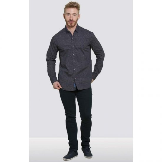 D555 Babworth Long Sleeve Shirt Navy - Skjorter - Store skjorter - 2XL-8XL