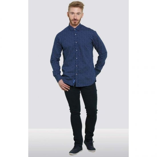 D555 Bainton Long Sleeve Shirt Navy - Skjorter - Store skjorter - 2XL-8XL